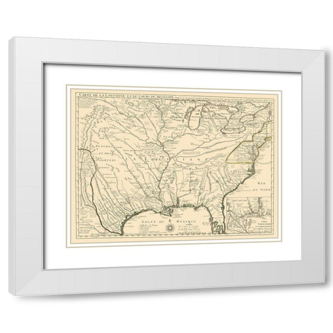Louisiana and Surrounding Territories White Modern Wood Framed Art Print with Double Matting by Delifle