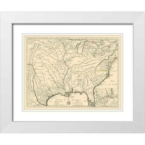 Louisiana and Surrounding Territories White Modern Wood Framed Art Print with Double Matting by Delifle