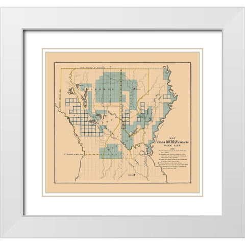 Louisiana Northern Survey Plat - 1836 White Modern Wood Framed Art Print with Double Matting by Unknown