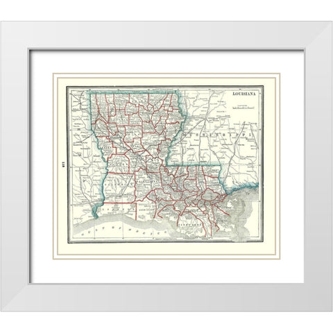 Louisiana - Rathbun 1893 White Modern Wood Framed Art Print with Double Matting by Rathbun