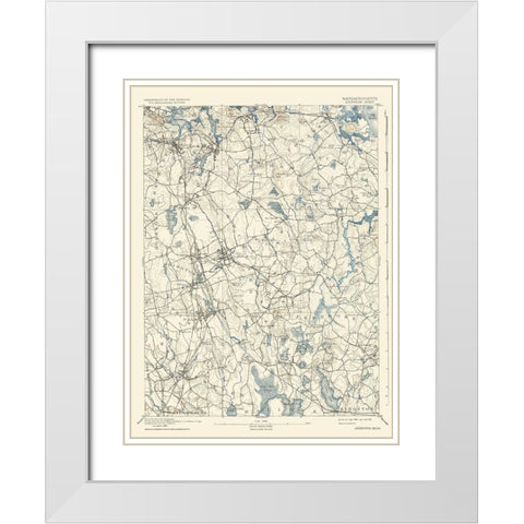 Barnstable Massachusetts Quad - USGS 1893 White Modern Wood Framed Art Print with Double Matting by USGS