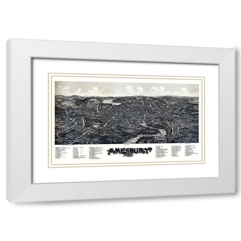 Amesbury Massachusetts - Norris 1890  White Modern Wood Framed Art Print with Double Matting by Norris