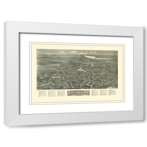 Amesbury Massachusetts - Bailey 1914  White Modern Wood Framed Art Print with Double Matting by Bailey
