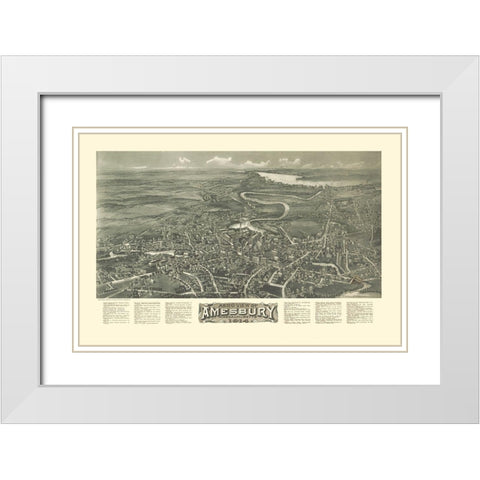 Amesbury Massachusetts - Bailey 1914  White Modern Wood Framed Art Print with Double Matting by Bailey