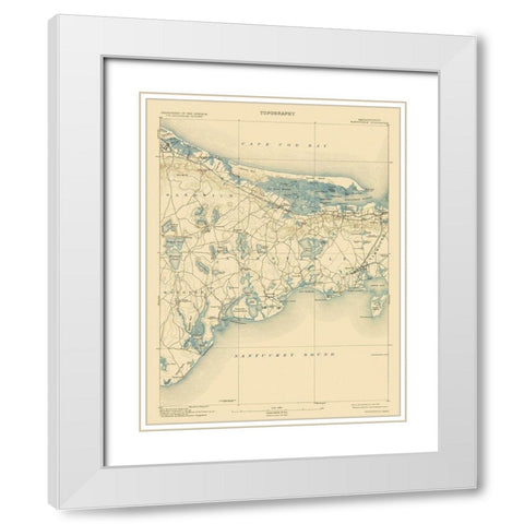 Barnstable Massachusetts Quad - USGS 1893 White Modern Wood Framed Art Print with Double Matting by USGS