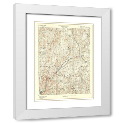 Barre Massachusetts Sheet - USGS 1890 White Modern Wood Framed Art Print with Double Matting by USGS