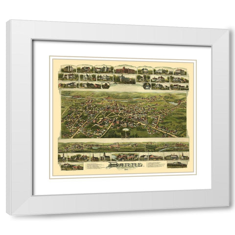 Barre Massachusetts - Bailey 1891  White Modern Wood Framed Art Print with Double Matting by Bailey