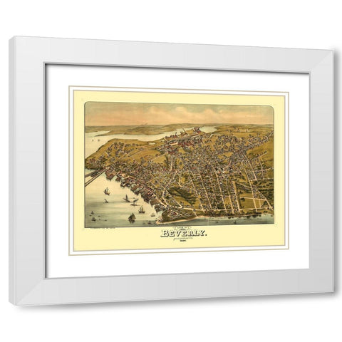 Beverly Massachusetts - Greenough 1886  White Modern Wood Framed Art Print with Double Matting by Greenough