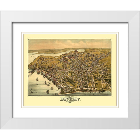 Beverly Massachusetts - Greenough 1886  White Modern Wood Framed Art Print with Double Matting by Greenough