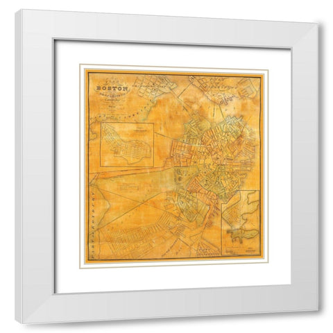 Boston, Charlestown, Cambridge Massachusetts White Modern Wood Framed Art Print with Double Matting by Smith