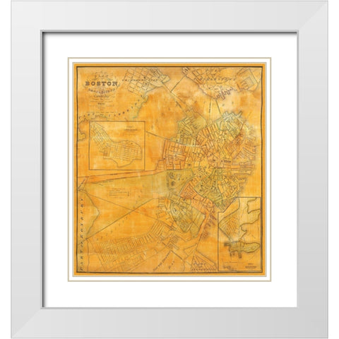 Boston, Charlestown, Cambridge Massachusetts White Modern Wood Framed Art Print with Double Matting by Smith