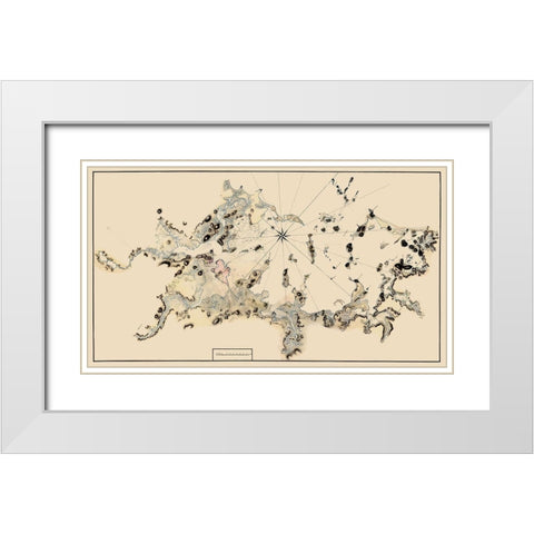 Boston Harbor - 1862 White Modern Wood Framed Art Print with Double Matting by Unknown