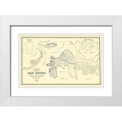 East Boston Massachusetts - Moore 1837 White Modern Wood Framed Art Print with Double Matting by Moore