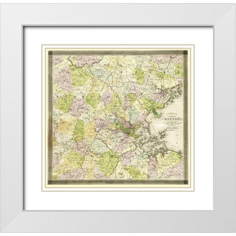 Boston Massachusetts - Dearborn 1841 White Modern Wood Framed Art Print with Double Matting by Dearborn