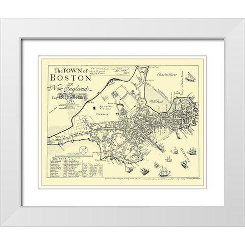 Boston Massachusetts - Derving 1722 White Modern Wood Framed Art Print with Double Matting by Derving