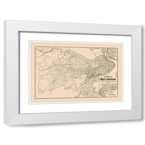 Boston  Massachusetts -  Russell 1868 White Modern Wood Framed Art Print with Double Matting by Russell