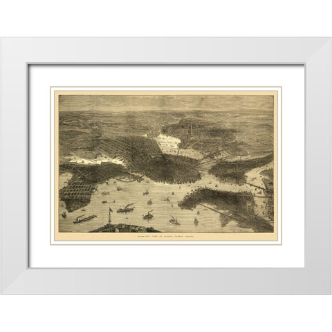 Boston Massachusetts - Sulman 1870  White Modern Wood Framed Art Print with Double Matting by Sulman