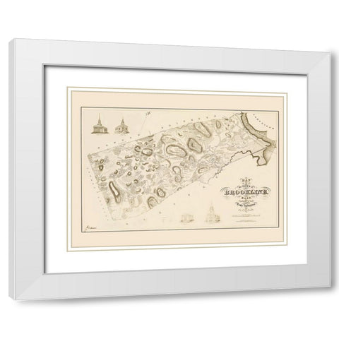 Brookline Massachusetts Landowner - Morse 1844 White Modern Wood Framed Art Print with Double Matting by Morse
