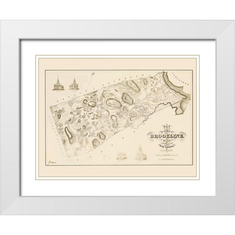 Brookline Massachusetts Landowner - Morse 1844 White Modern Wood Framed Art Print with Double Matting by Morse