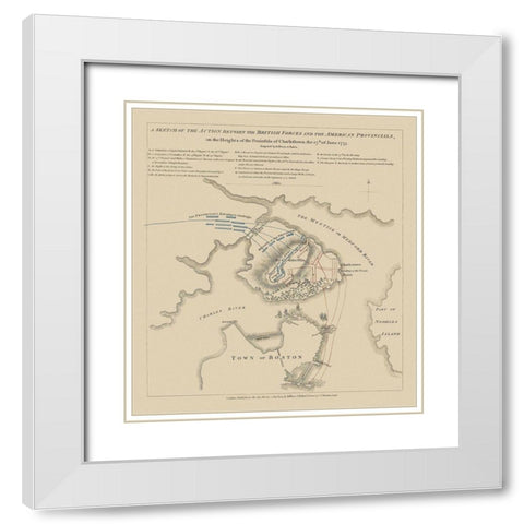 Bunker Hill Battle Boston Massachusetts White Modern Wood Framed Art Print with Double Matting by Jefferys