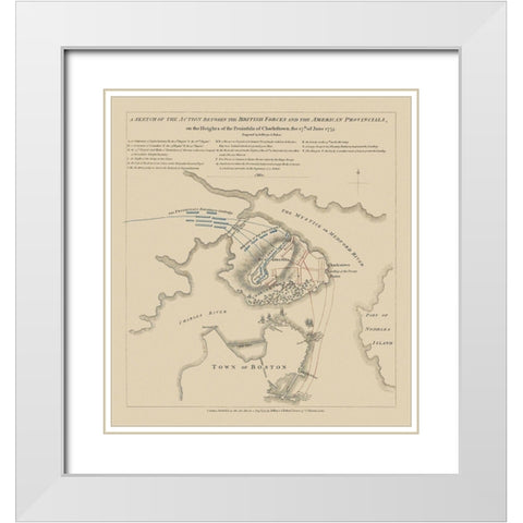 Bunker Hill Battle Boston Massachusetts White Modern Wood Framed Art Print with Double Matting by Jefferys