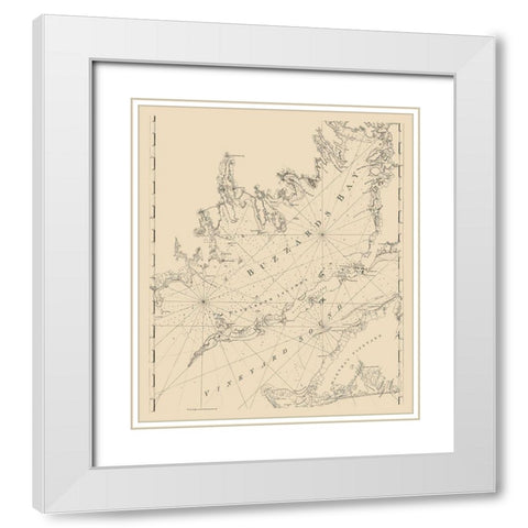 Buzzards Bay, Vineyard Sound - 1776 White Modern Wood Framed Art Print with Double Matting by Unknown