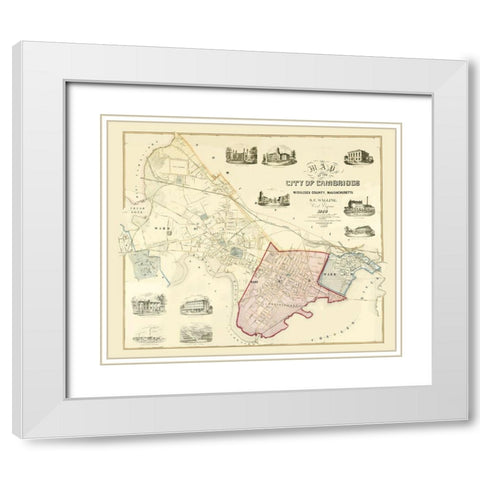 Cambridge Massachusetts - Friend 1854 White Modern Wood Framed Art Print with Double Matting by Friend