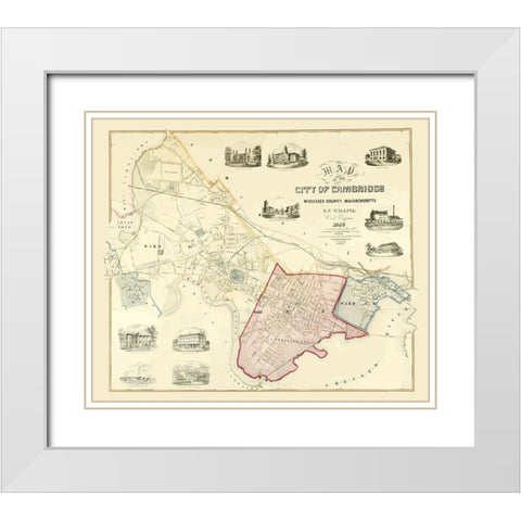 Cambridge Massachusetts - Friend 1854 White Modern Wood Framed Art Print with Double Matting by Friend