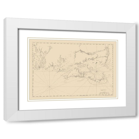 Cape Cod, Narragansett Bay - Des Barres 1779 White Modern Wood Framed Art Print with Double Matting by Des Barres
