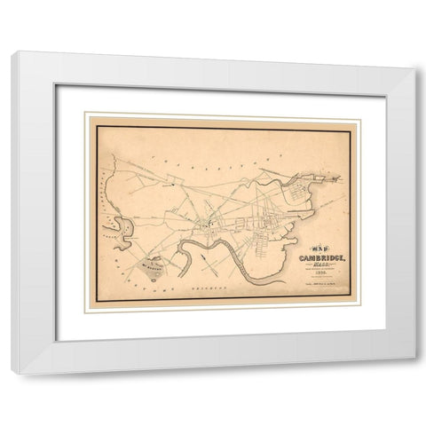 Cambridge Massachusetts - Hayward 1838 White Modern Wood Framed Art Print with Double Matting by Hayward