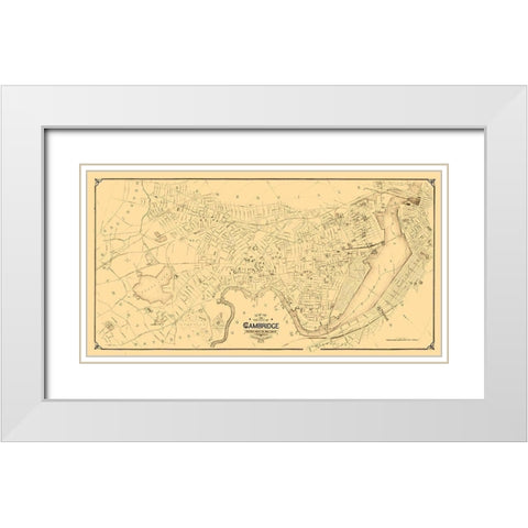 Cambridge Massachusetts - Hastings 1894  White Modern Wood Framed Art Print with Double Matting by Hastings