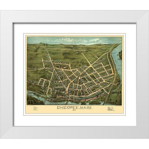 Chicopee Massachusetts - Brimner 1878 White Modern Wood Framed Art Print with Double Matting by Bremner