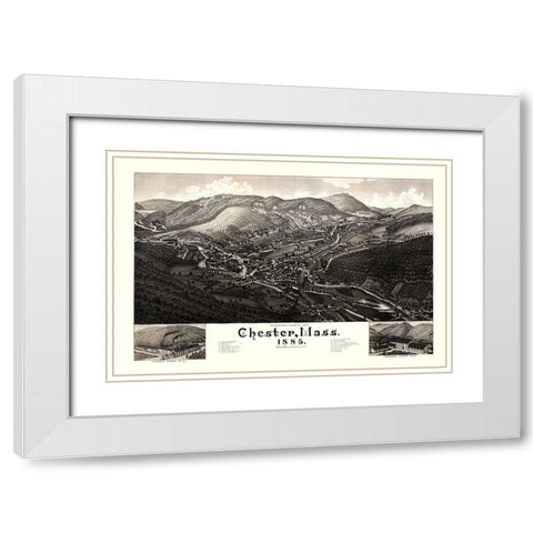 Chester Massachusetts - Burleigh 1885  White Modern Wood Framed Art Print with Double Matting by Burleigh