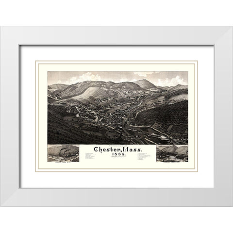 Chester Massachusetts - Burleigh 1885  White Modern Wood Framed Art Print with Double Matting by Burleigh