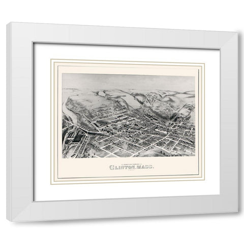 Clinton Massachusetts -1876 White Modern Wood Framed Art Print with Double Matting by Unknown