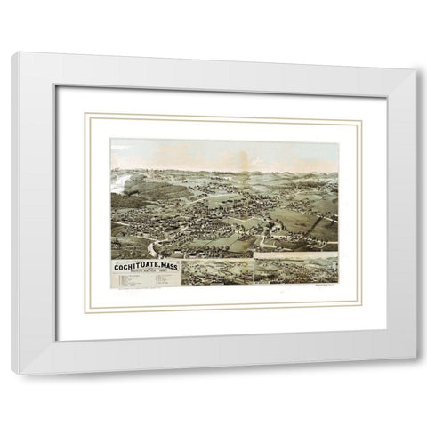 Cochituate Massachusetts - Norris 1887  White Modern Wood Framed Art Print with Double Matting by Norris