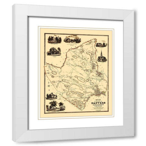 Danvers Massachusetts Landowner - Friend 1852 White Modern Wood Framed Art Print with Double Matting by Friend