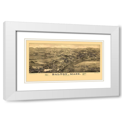 Dalton Massachusetts - Burleigh 1884  White Modern Wood Framed Art Print with Double Matting by Burleigh
