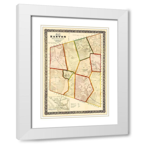 Easton Massachusetts - Mayer 1856 White Modern Wood Framed Art Print with Double Matting by Mayer