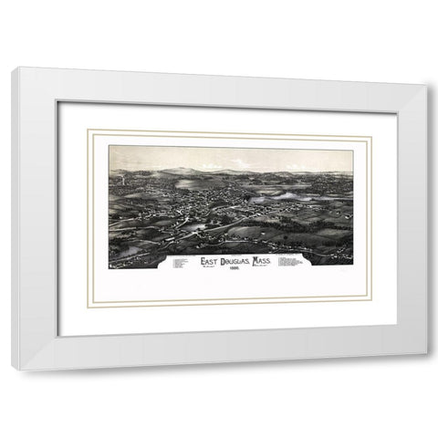 East Douglas Massachusetts - Burleigh 1886  White Modern Wood Framed Art Print with Double Matting by Burleigh