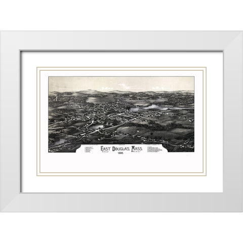 East Douglas Massachusetts - Burleigh 1886  White Modern Wood Framed Art Print with Double Matting by Burleigh