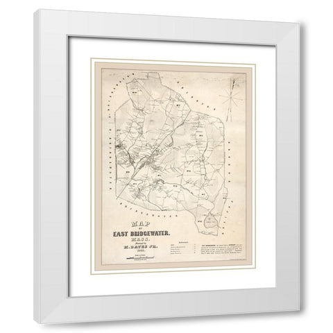 East Bridgewater Massachusetts - Bates 1848  White Modern Wood Framed Art Print with Double Matting by Bates