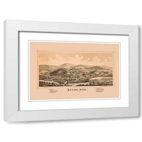 Erving Massachusetts - Burleigh 1891  White Modern Wood Framed Art Print with Double Matting by Burleigh