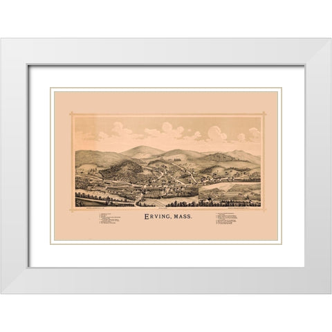 Erving Massachusetts - Burleigh 1891  White Modern Wood Framed Art Print with Double Matting by Burleigh
