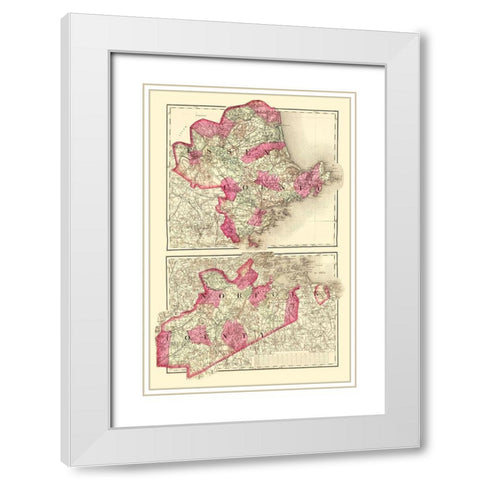 Essex  Norfolk Massachusetts - Walling 1871 White Modern Wood Framed Art Print with Double Matting by Walling