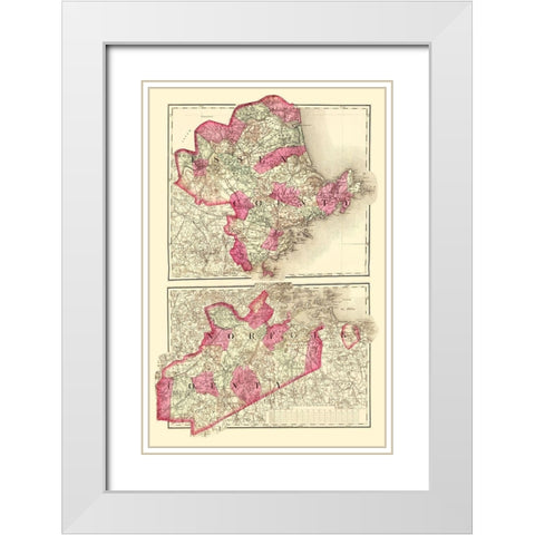 Essex  Norfolk Massachusetts - Walling 1871 White Modern Wood Framed Art Print with Double Matting by Walling