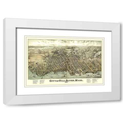 Fall River Massachusetts - Bailey 1877 White Modern Wood Framed Art Print with Double Matting by Bailey