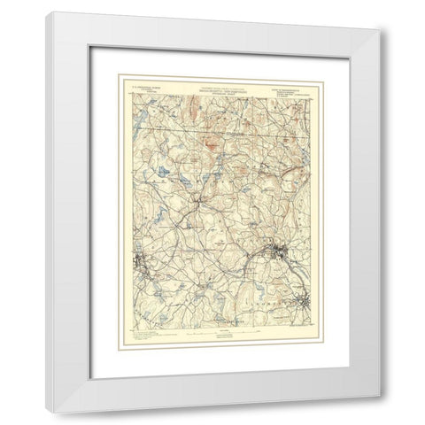 Fitchburg Massachusetts Sheet - USGS 1890 White Modern Wood Framed Art Print with Double Matting by USGS