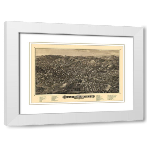 Fitchburg Massachusetts - Burleigh 1882  White Modern Wood Framed Art Print with Double Matting by Burleigh