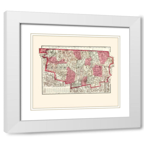 Franklin Massachusetts - Walling 1871 White Modern Wood Framed Art Print with Double Matting by Walling